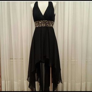 Black Evening Gown with Cut out Design in center
